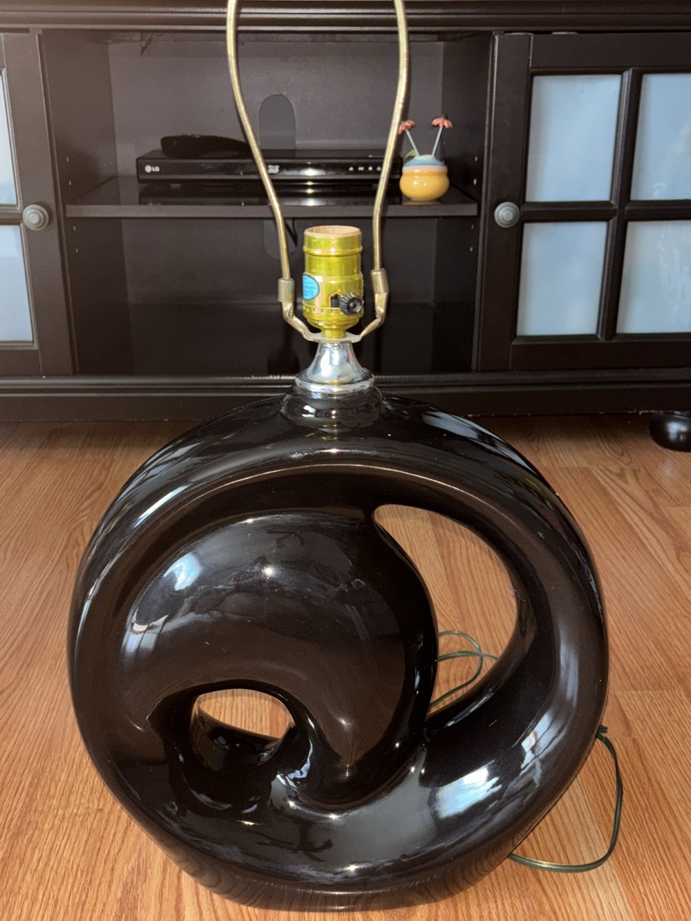 Vintage Royal Haeger Style Postmodern Black Swirl Abstract Pottery Lamp Art Deco
